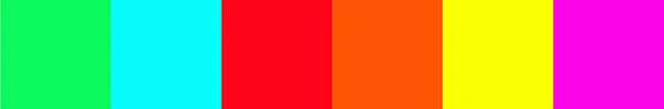 Vivid RGB colour swatches as they appear on a backlit screen.