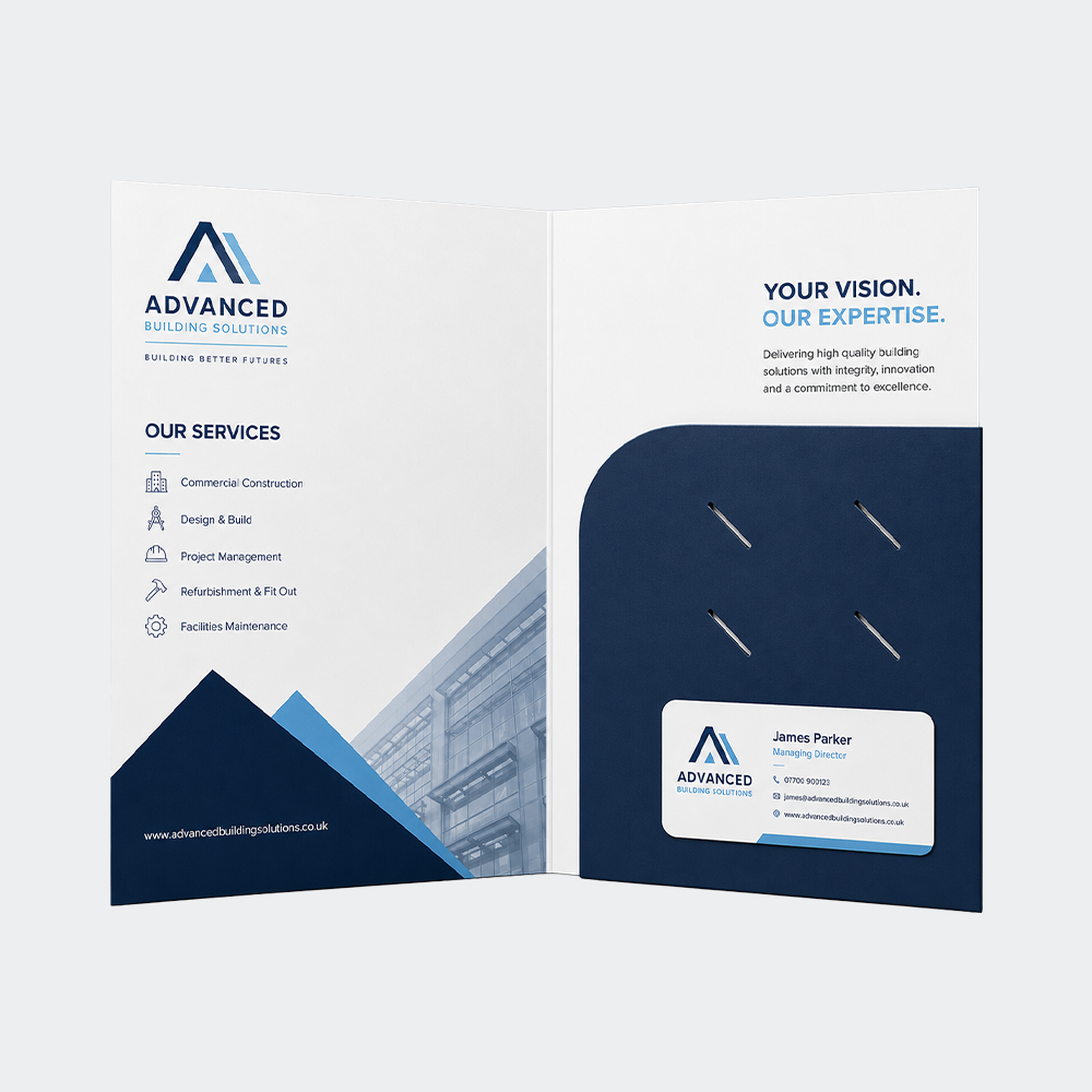 A4 Glued Presentation Folder, 1 Pocket, Business Card Slots – CG00123 1 CG00123