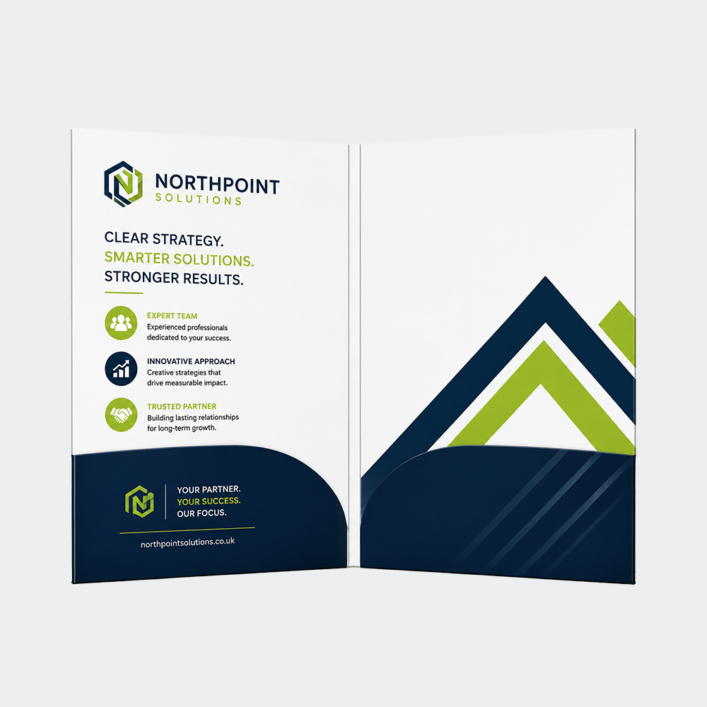 A4 Glued Presentation Folder, 3–5mm Capacity, 2 Pockets, Business Card Slots – CG00875 1 CG00875