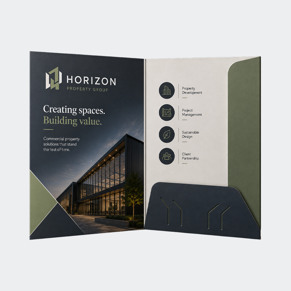 A5 Interlocking Presentation Folder, 3–5mm Capacity, 1 Pocket, Business Card Slots – CG01053 1 CG01053
