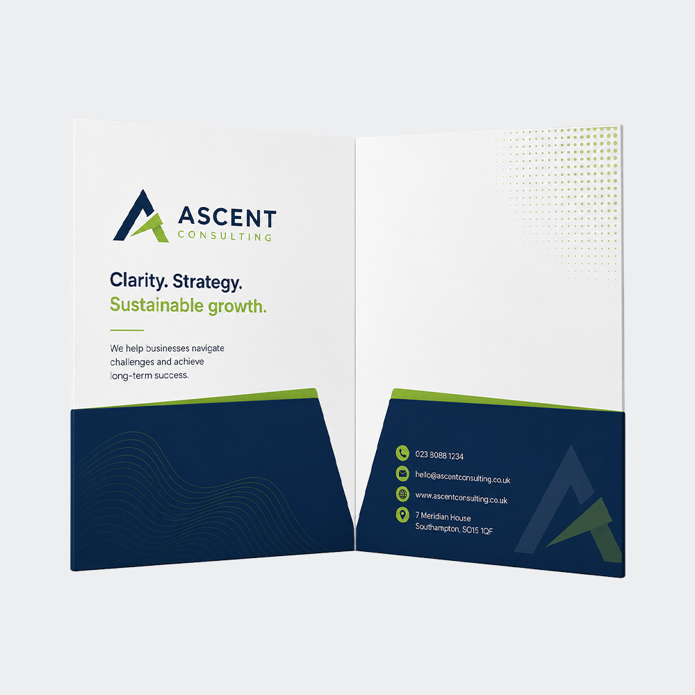 A5 Glued Presentation Folder, 2 Pockets, Business Card Slots – CG01363 1 CG01363